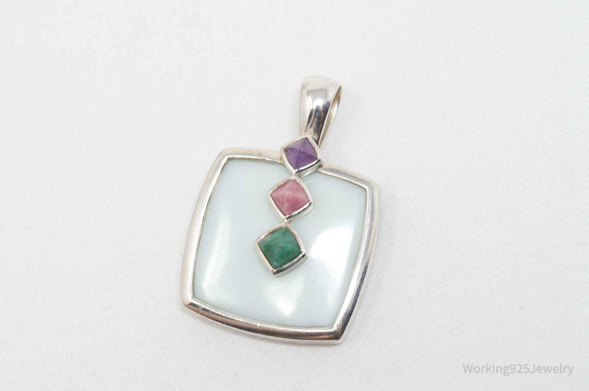 Designer Whitney Kelly Designs Multi Color Jade Sterling Silver Necklace Pendant | Jewelry > Necklaces > Pendants | Wiccan Center