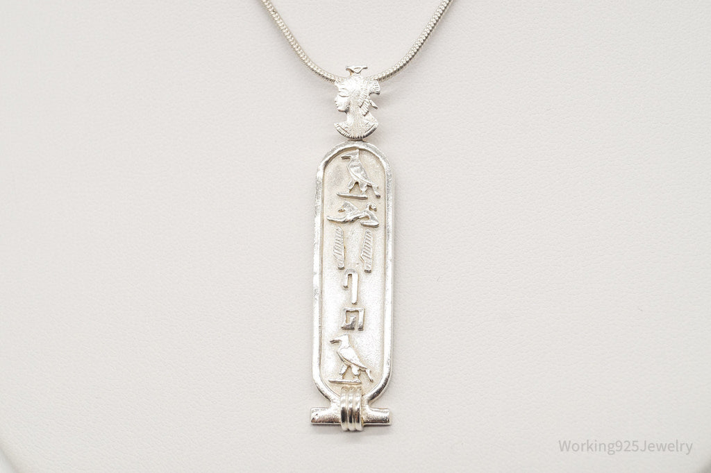 Vintage Large Egyptian Cartouche Sterling Silver Necklace | Jewelry > Necklaces > Pendants | Wiccan Center