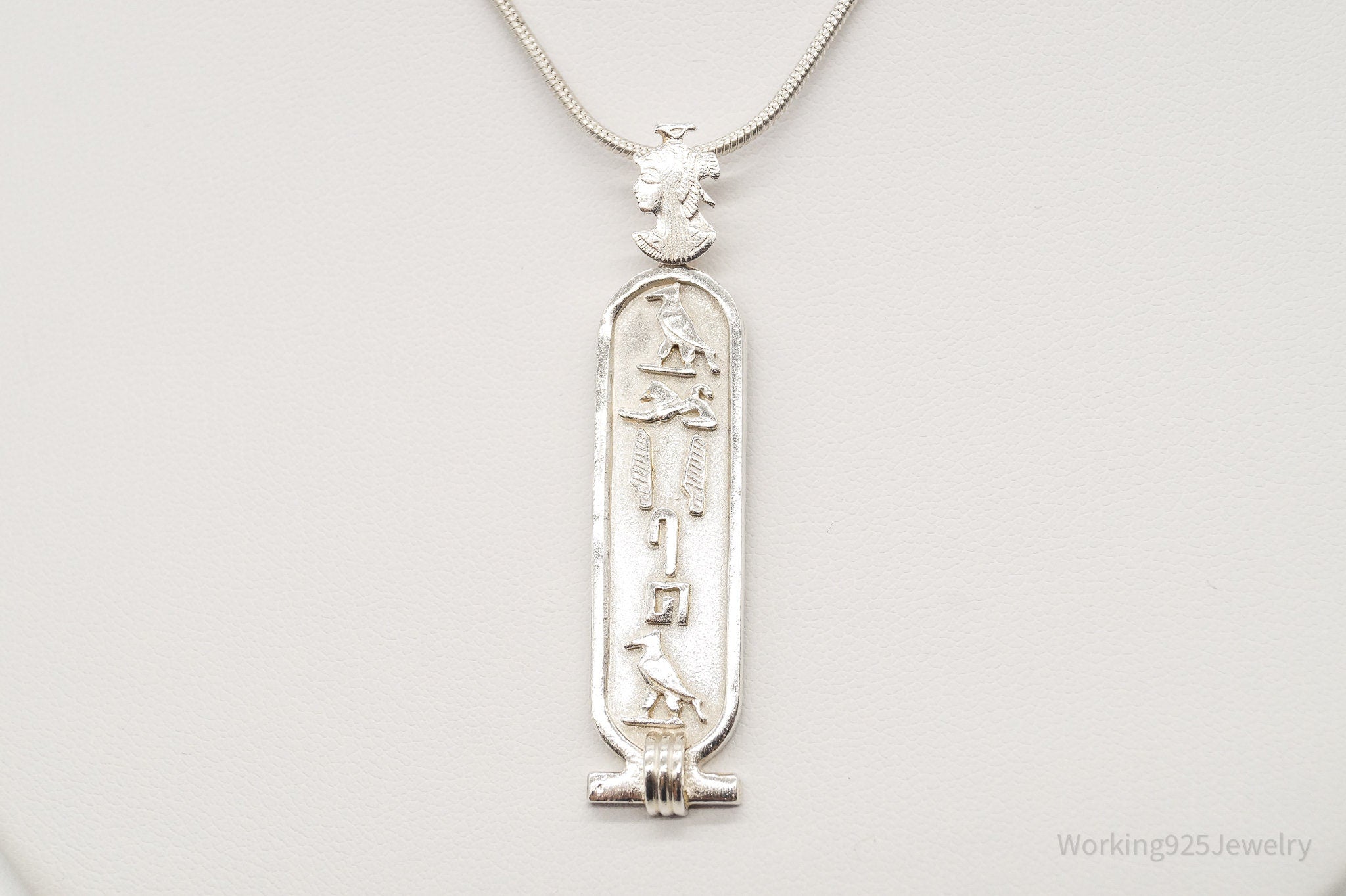 Vintage Large Egyptian Cartouche Sterling Silver Necklace | Jewelry > Necklaces > Pendants | Wiccan Center