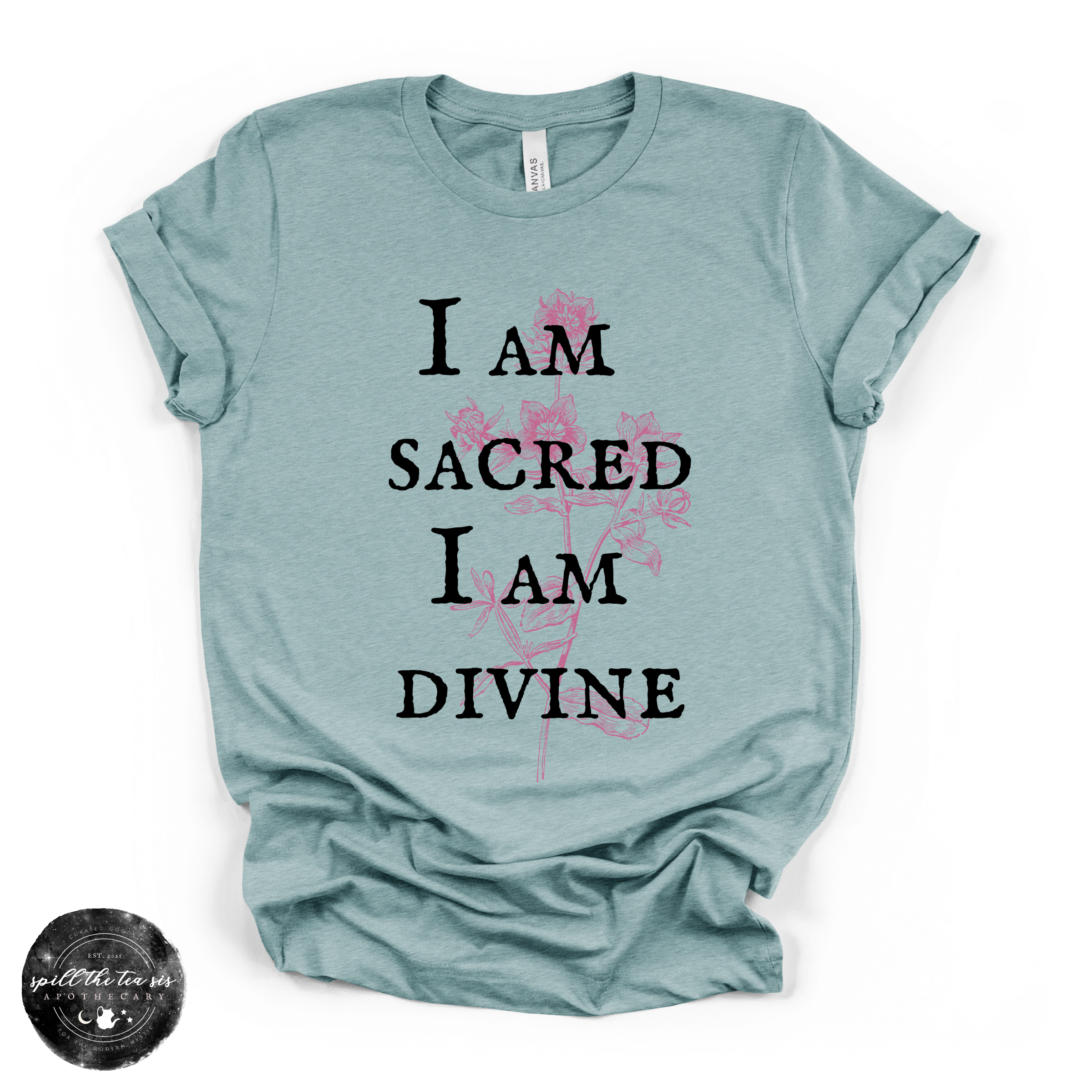 I Am Sacred, I Am Divine Tee | Spiritual Affirmation Graphic T-Shirt | | Wiccan Center