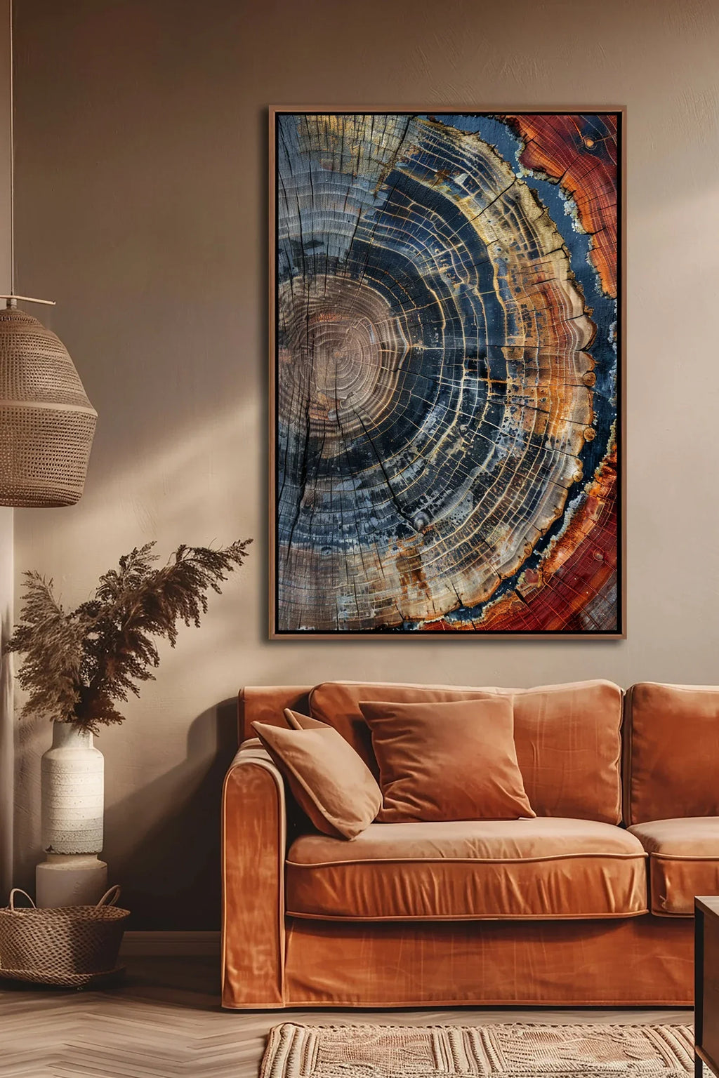 Colorful Tree Ring Canvas Wall Art – Minimalist Abstract Ring Design (Unframed High‑Quality Cotton Canvas)