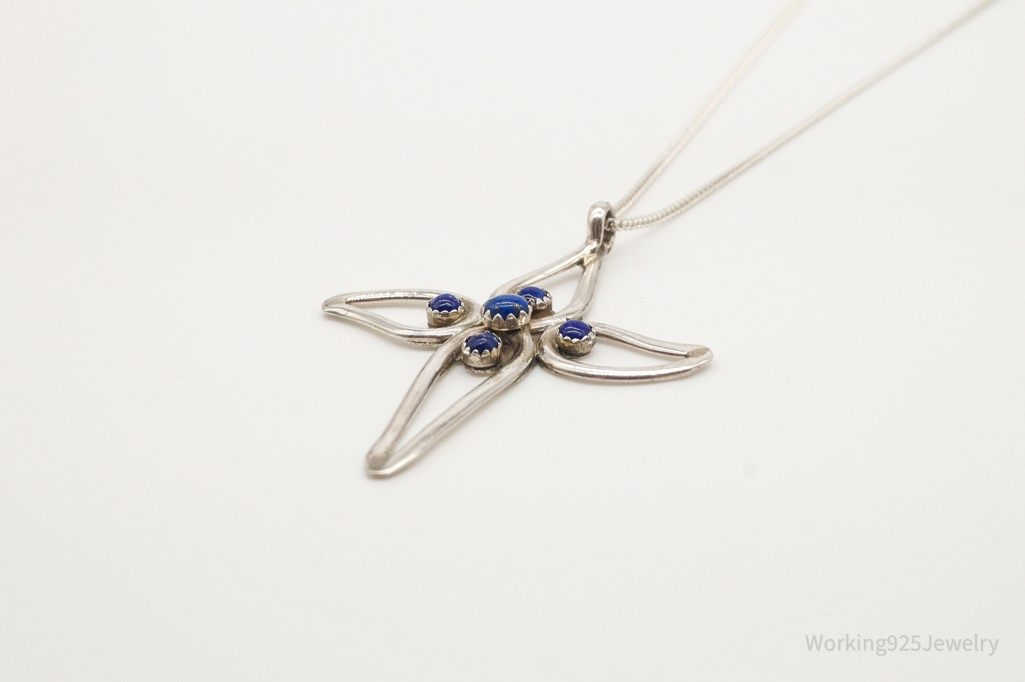 Vintage Native American FY Lapis Lazuli Sterling Silver Cross Necklace | Jewelry > Necklaces > Pendants | Wiccan Center