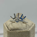 Sterling Silver Aquamarine Eyelash Ring- Size 8 - Peace, Courage & Clear Communication | Rings | Wiccan Center