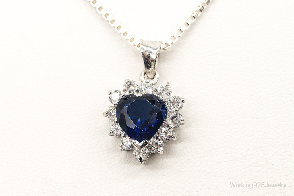 Blue Lab Sapphire Cubic Zirconia Heart Sterling Silver Necklace | Jewelry > Necklaces > Pendants | Wiccan Center