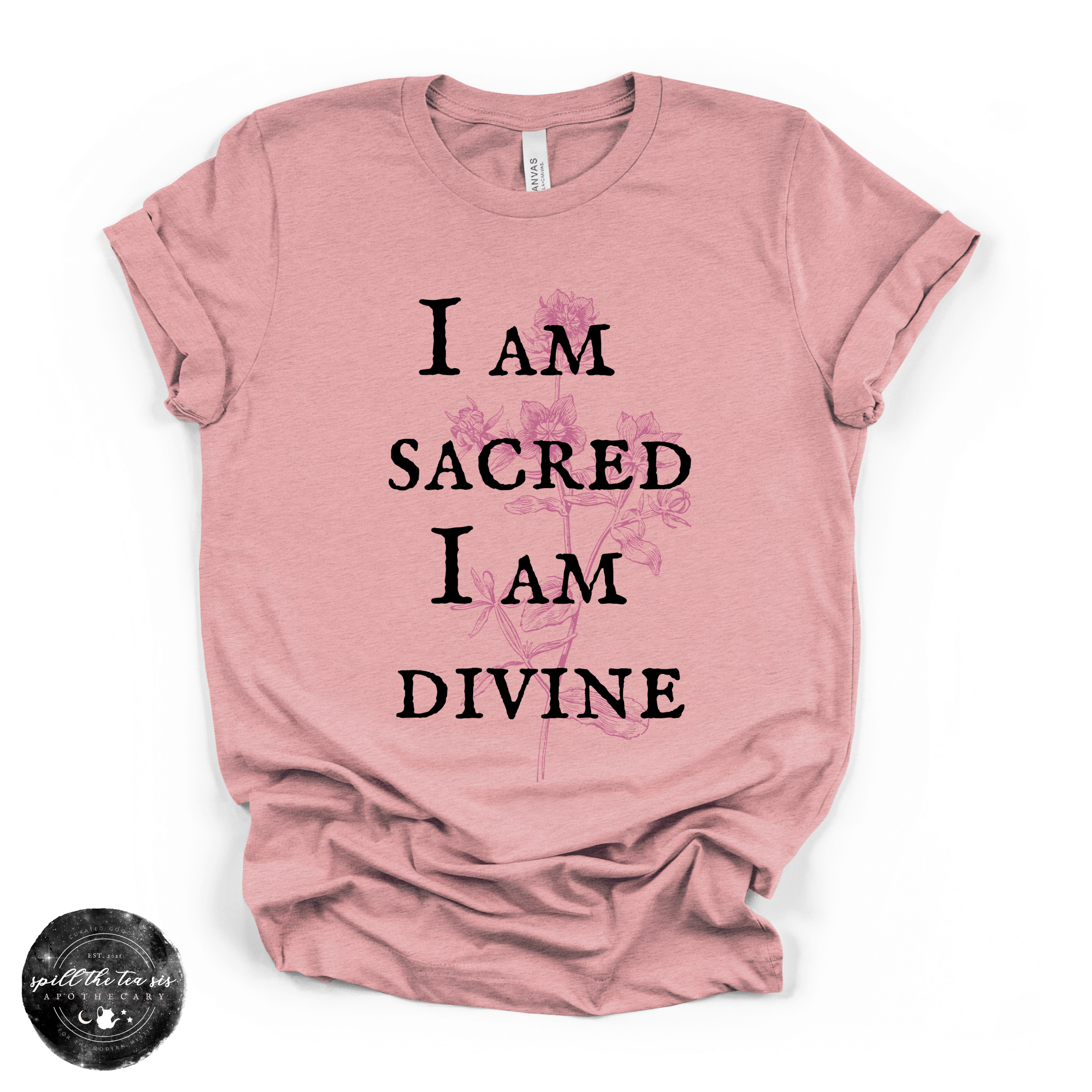 I Am Sacred, I Am Divine Tee | Spiritual Affirmation Graphic T-Shirt | | Wiccan Center