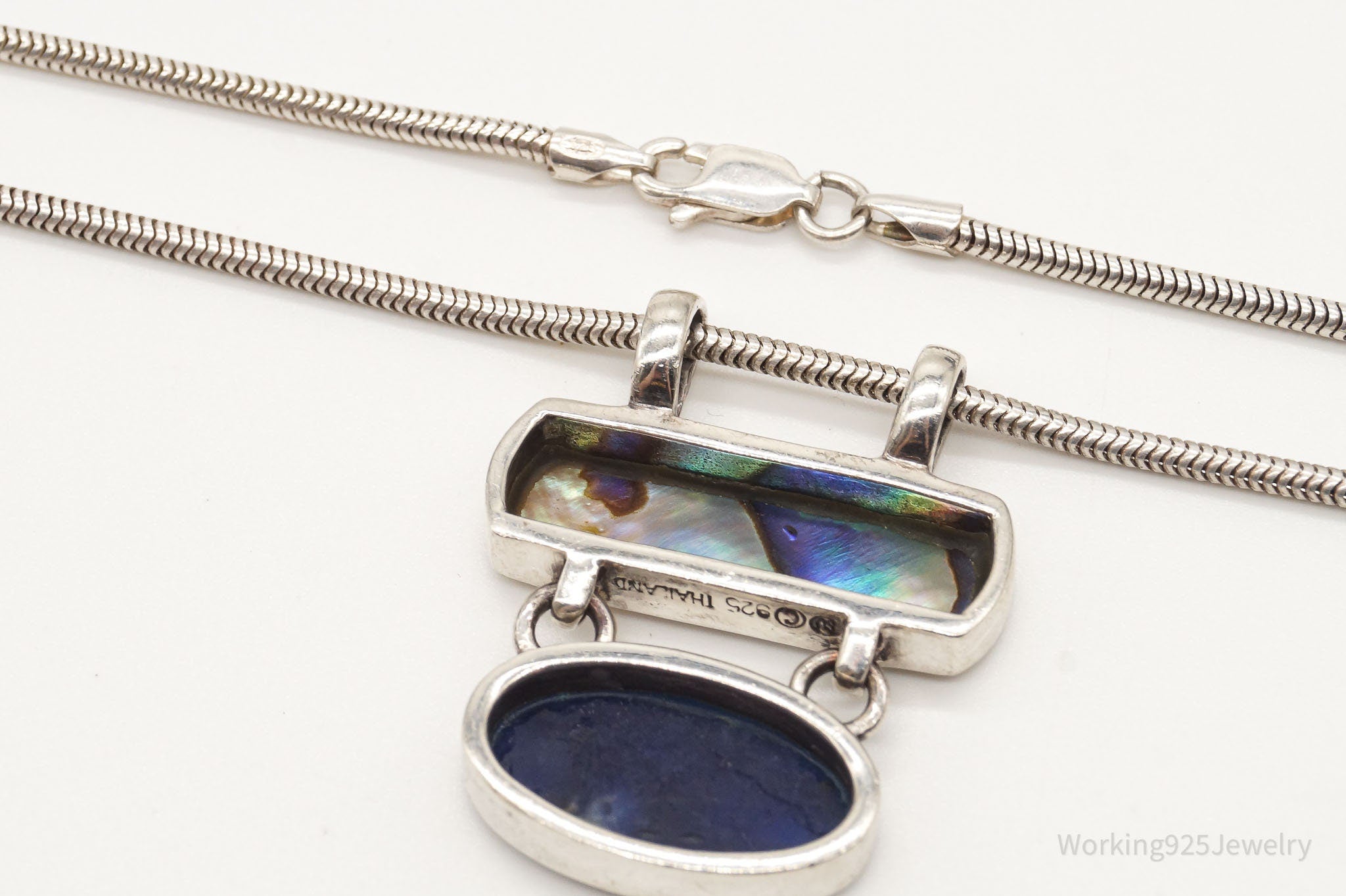 Vintage Paua Abalone Shell Sodalite Sterling Silver Necklace | Jewelry > Necklaces > Pendants | Wiccan Center