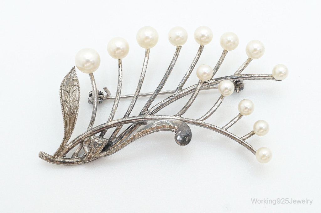Large Antique Faux Pearl Sterling Silver Brooch Pin | Jewelry > Brooches, Pins & Clips | Wiccan Center