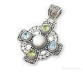 Vintage Designer BA Suarti 18K Gold Multi Gem Sterling Silver Necklace Pendant | Jewelry > Necklaces > Pendants | Wiccan Center