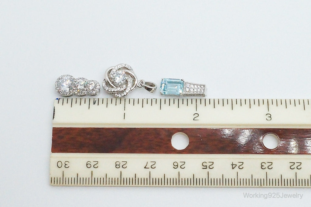 Vintage Blue Topaz & Cubic Zirconia Sterling Silver Necklace Pendants | Jewelry > Necklaces > Pendants | Wiccan Center