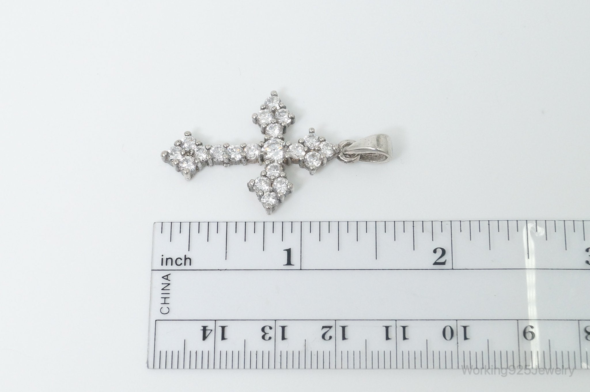 Vintage Cubic Zirconia Cross Sterling Silver Necklace Pendant | Jewelry > Necklaces > Pendants | Wiccan Center