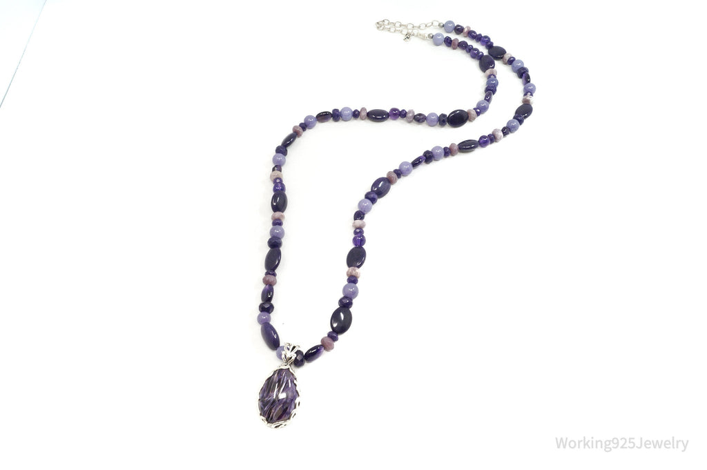 Vintage Carolyn Pollack Relios Charoite Bead Western Sterling Silver Necklace | Jewelry > Necklaces > Pendants | Wiccan Center