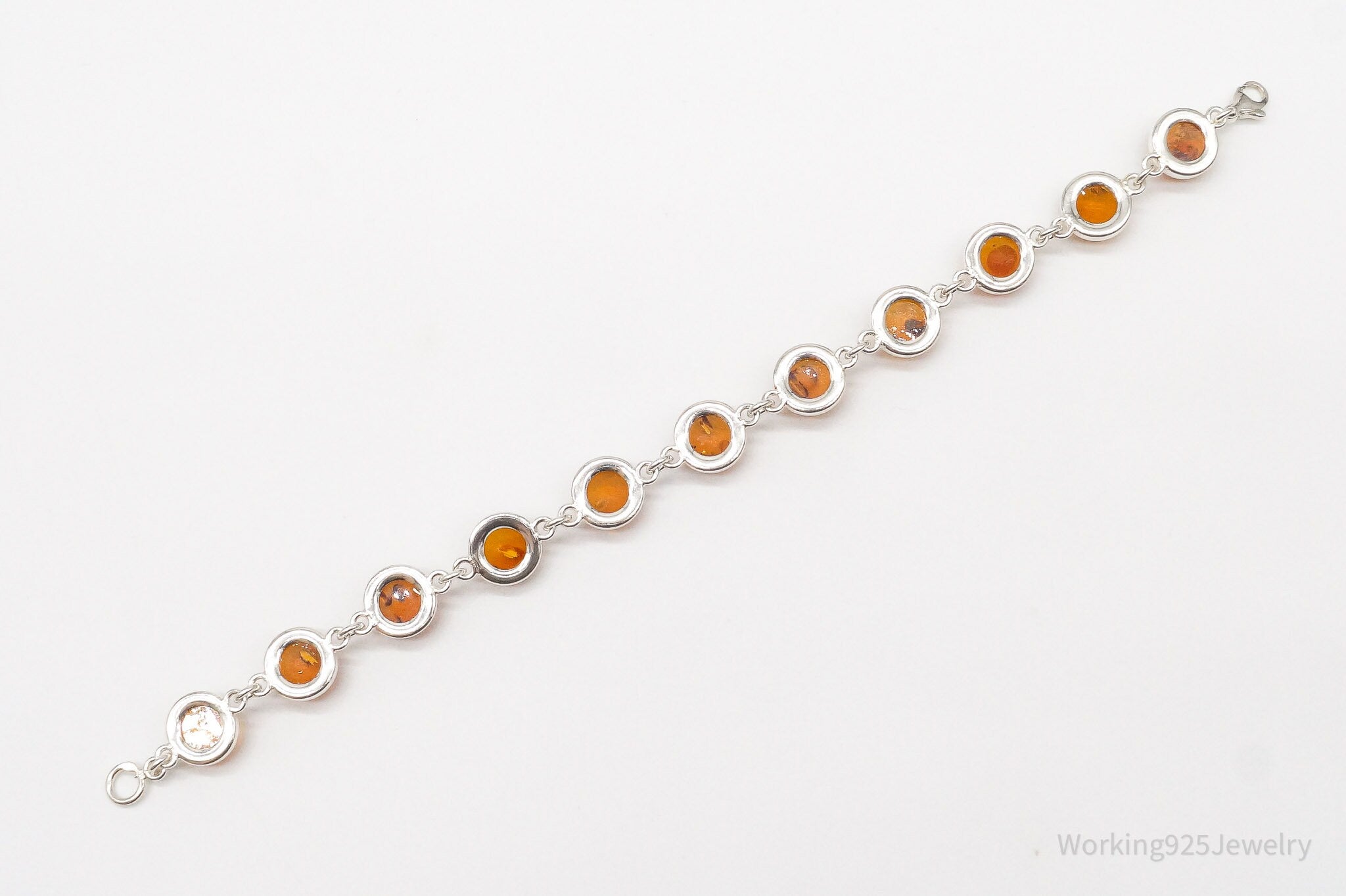 Vintage Amber Modernist Sterling Silver Bracelet | Jewelry > Bracelets | Wiccan Center