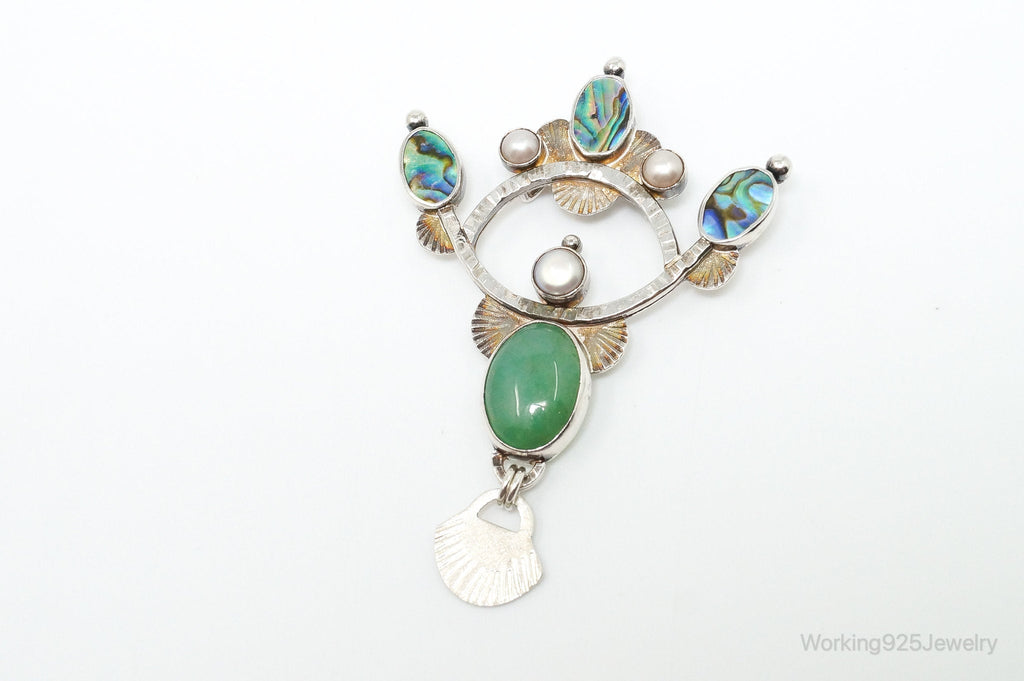 Large Vintage Native American Multi Gem Sterling Silver Pendant | Jewelry > Necklaces > Pendants | Wiccan Center