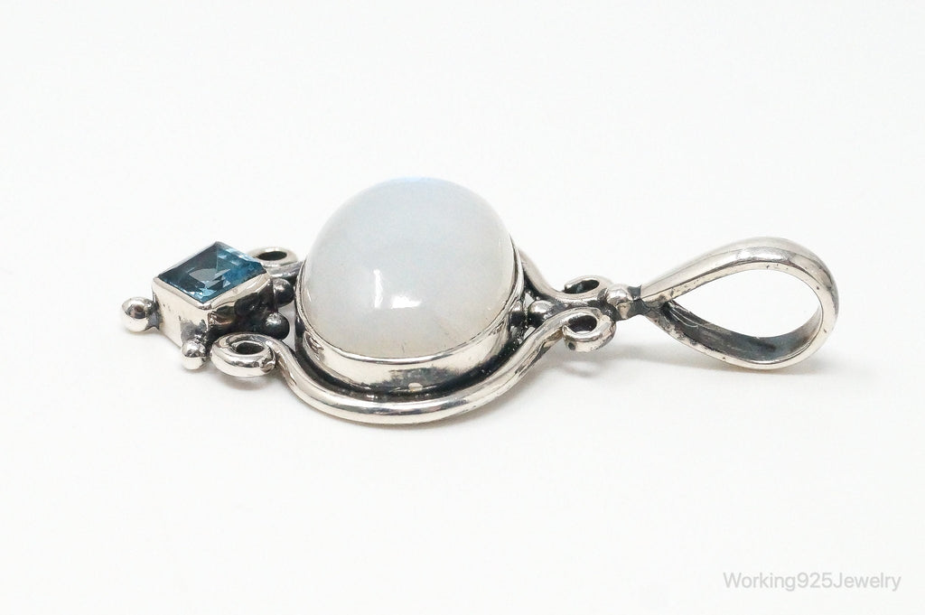 Vintage Blue Topaz Large Moonstone Sterling Necklace Pendant | Jewelry > Necklaces > Pendants | Wiccan Center