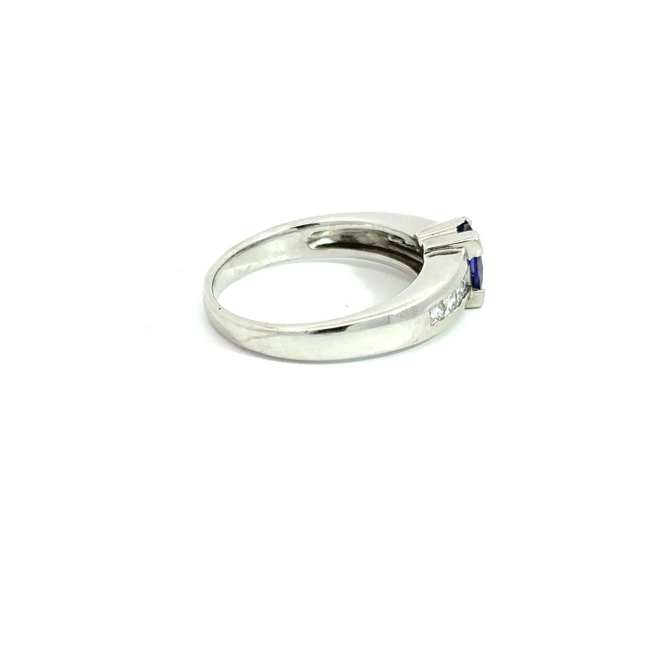 14k White Gold Natural Oval Cut Tanzanite and Princess Cut Diamond Ring | Jewelry > Rings | Wiccan Center