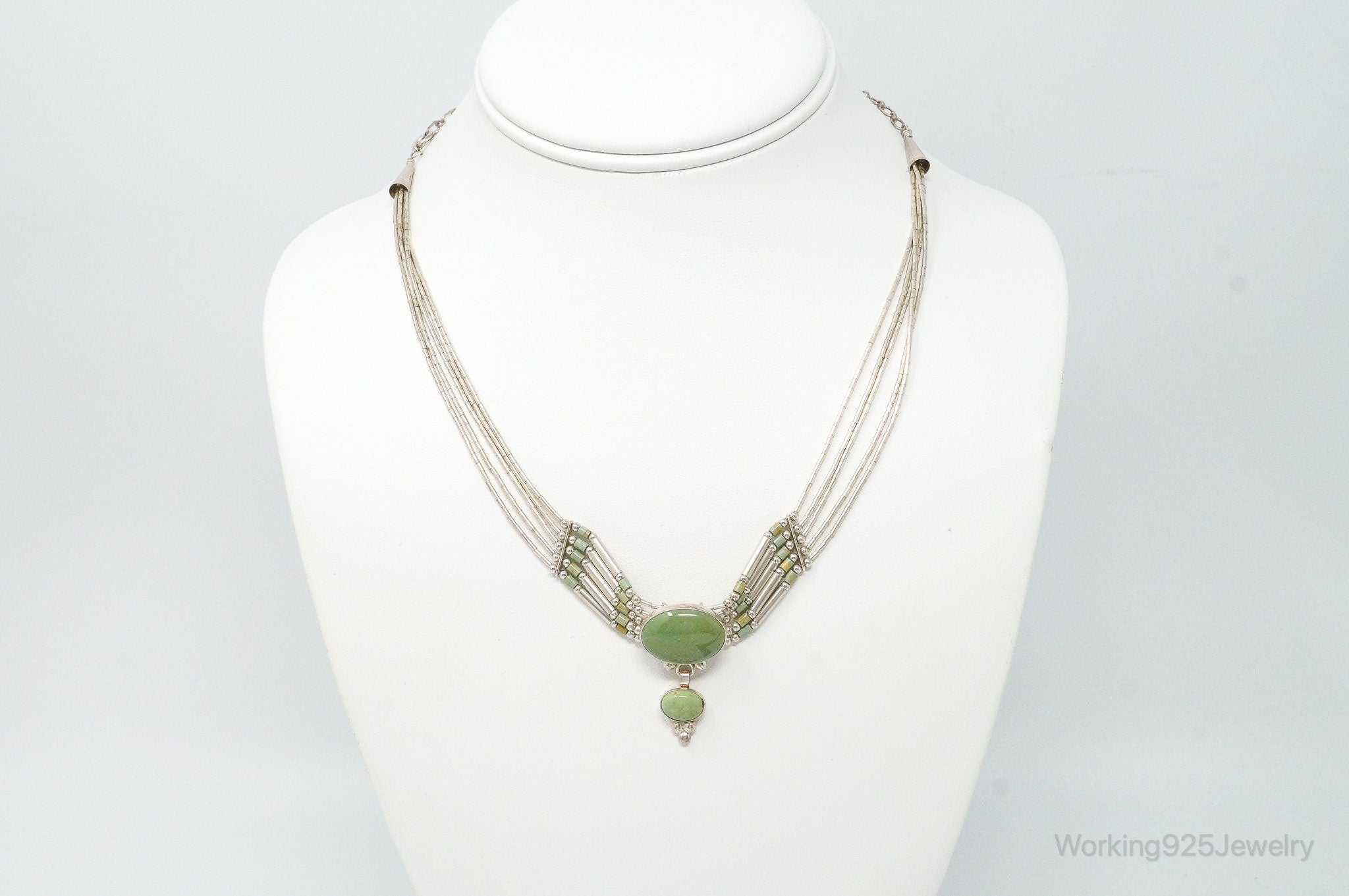 QT Turquoise Pendant On Carolyn Pollack Bead Sterling Silver Necklace Chain | Jewelry > Necklaces | Wiccan Center