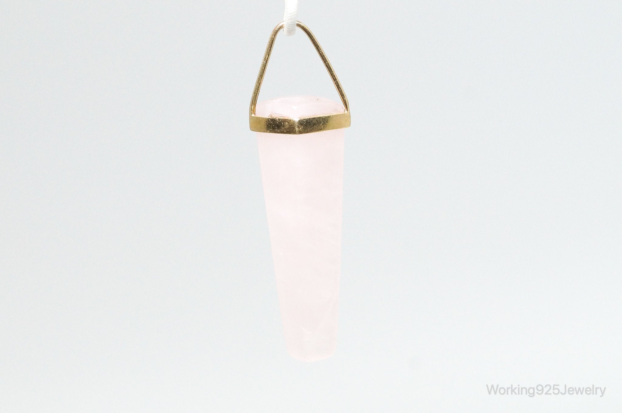 Large Vintage Rose Quartz Gold Wash Sterling Silver Necklace Pendant | Jewelry > Necklaces > Pendants | Wiccan Center