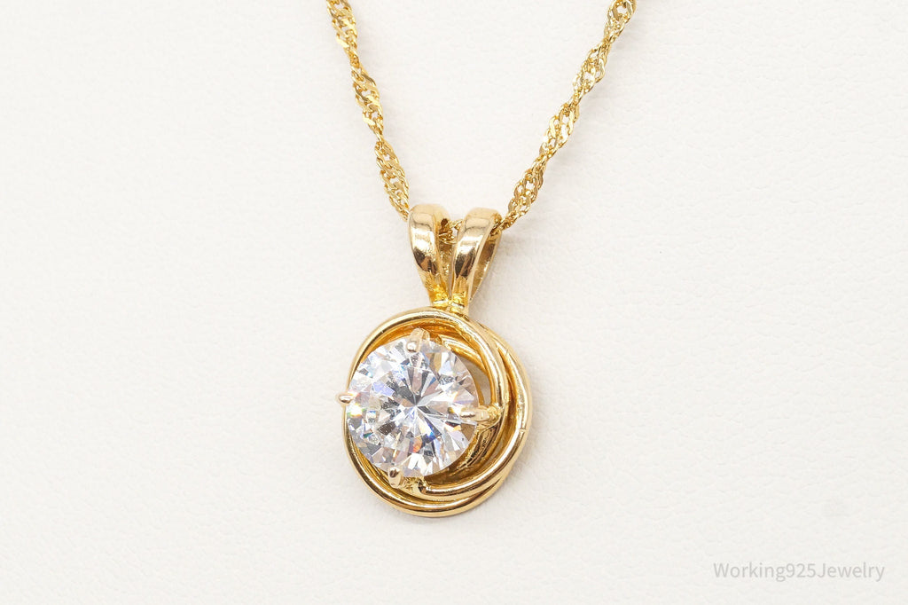 Vintage Gold Vermeil Cubic Zirconia Sterling Silver Necklace | Jewelry > Necklaces > Pendants | Wiccan Center