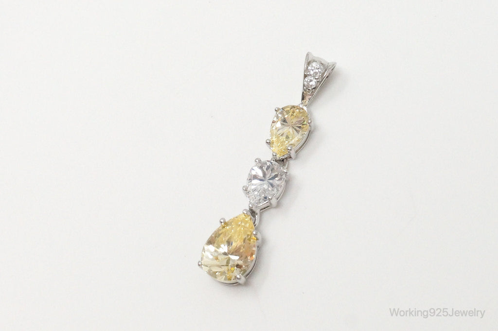 Vintage Large Citrine Cubic Zirconia Sterling Silver Pendant | Jewelry > Necklaces > Pendants | Wiccan Center