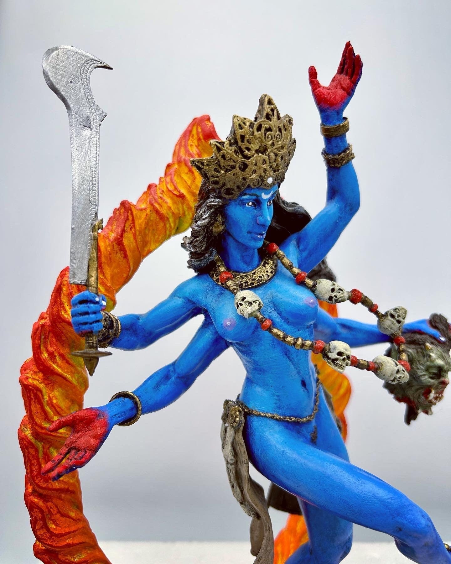 Kali Goddess Statue, Full Color Resin Sculpture |Mythological Figurine |Myths and Legends Hindu Statue |Mythic Altar Statue for Home Decor