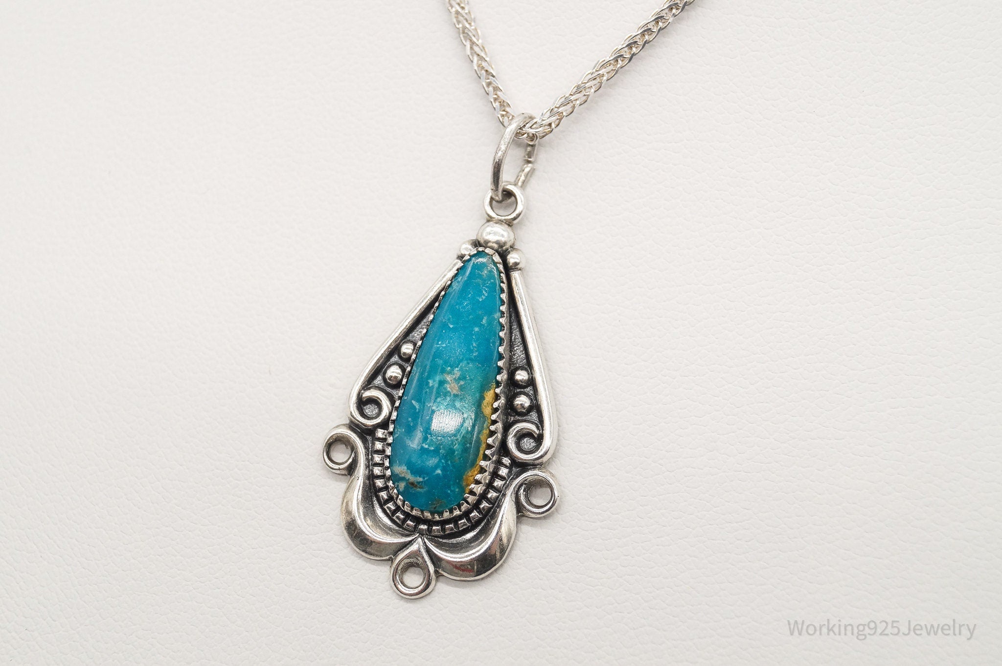 Vintage Native American Bell Trading Post Turquoise Sterling Silver Necklace | Jewelry > Necklaces > Pendants | Wiccan Center