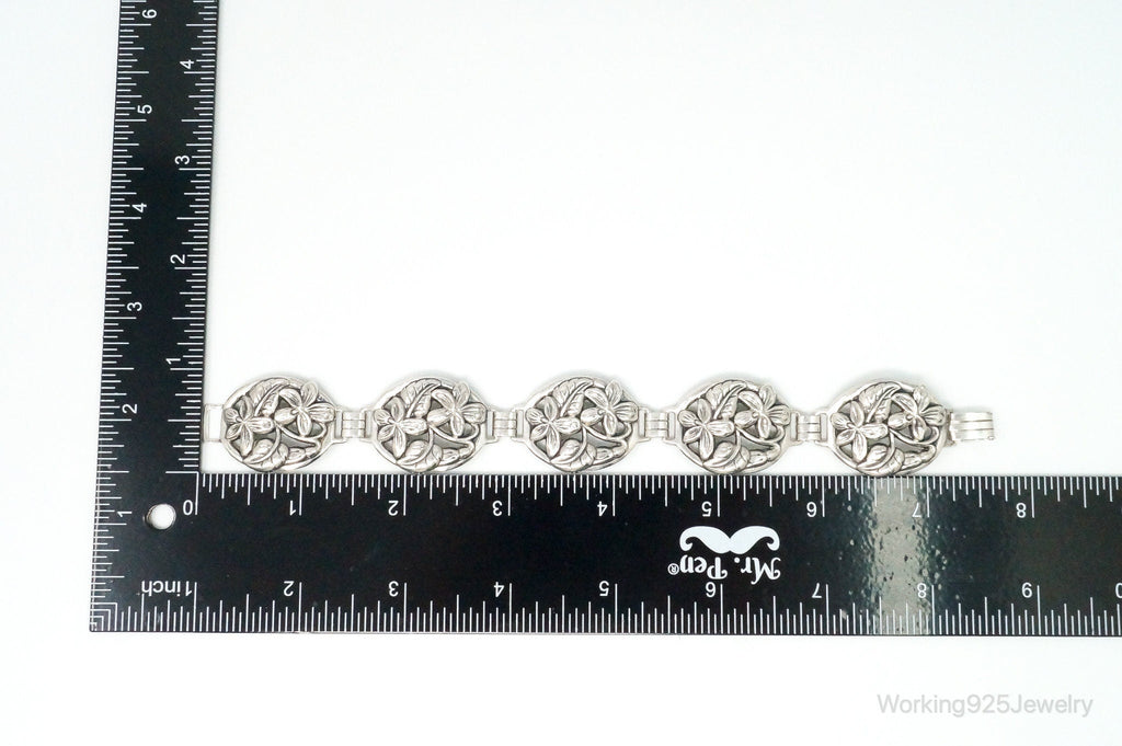 Vintage Designer Danecraft Floral Panels Sterling Silver Bracelet | Jewelry > Bracelets | Wiccan Center