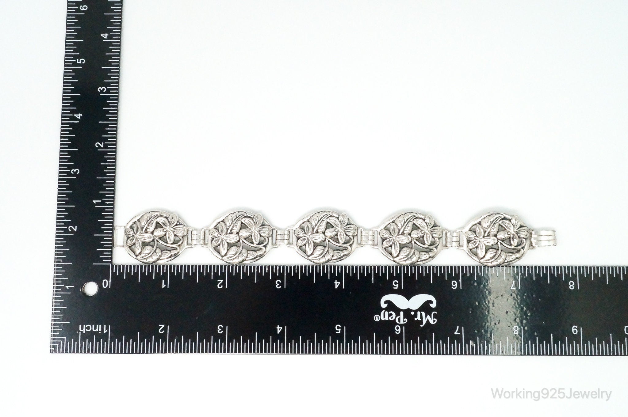 Vintage Designer Danecraft Floral Panels Sterling Silver Bracelet | Jewelry > Bracelets | Wiccan Center