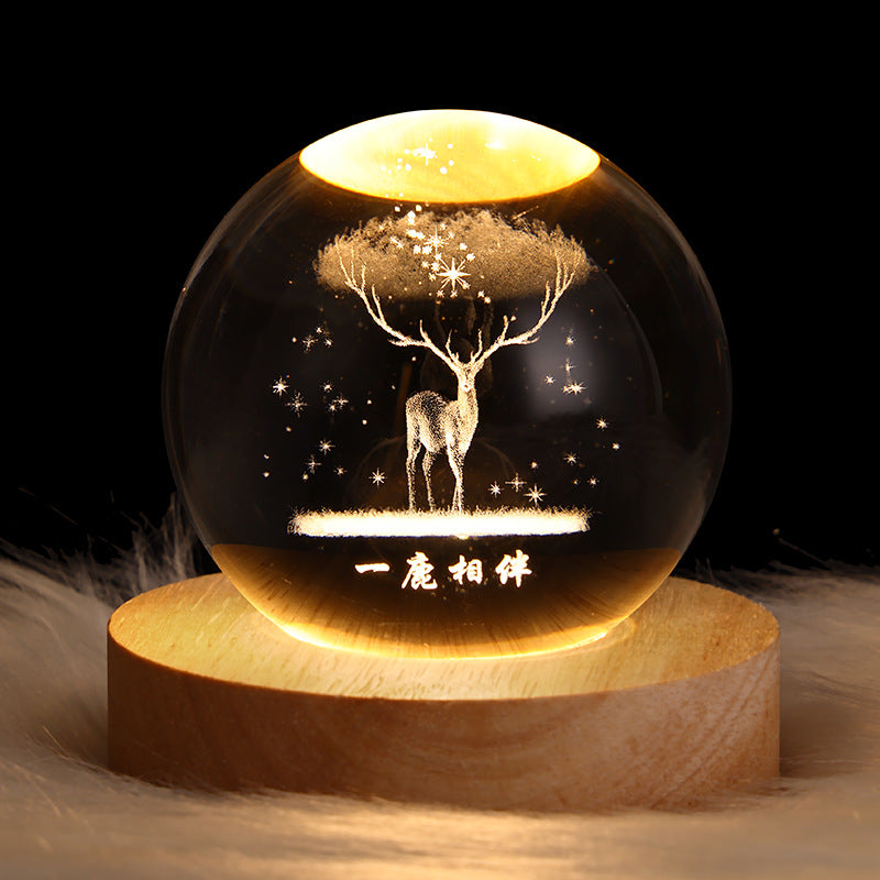 Luminous Starry Sky And Planets Moon Moon Crystal Ball Small Night Lamp Projection Ambience Light Creative Gift New Strange Gift | 0 | Wiccan Center