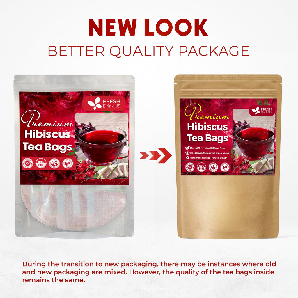 Hibiscus Dried Flowers, Tea Bags, 100% Natural, Pure from Hibiscus Flowers. Loose Flower Hibiscus Herbal Tea. Hibiscus Flower Tea. No Sugar, No Caffeine, No Gluten, Vegan. | Tea | Wiccan Center