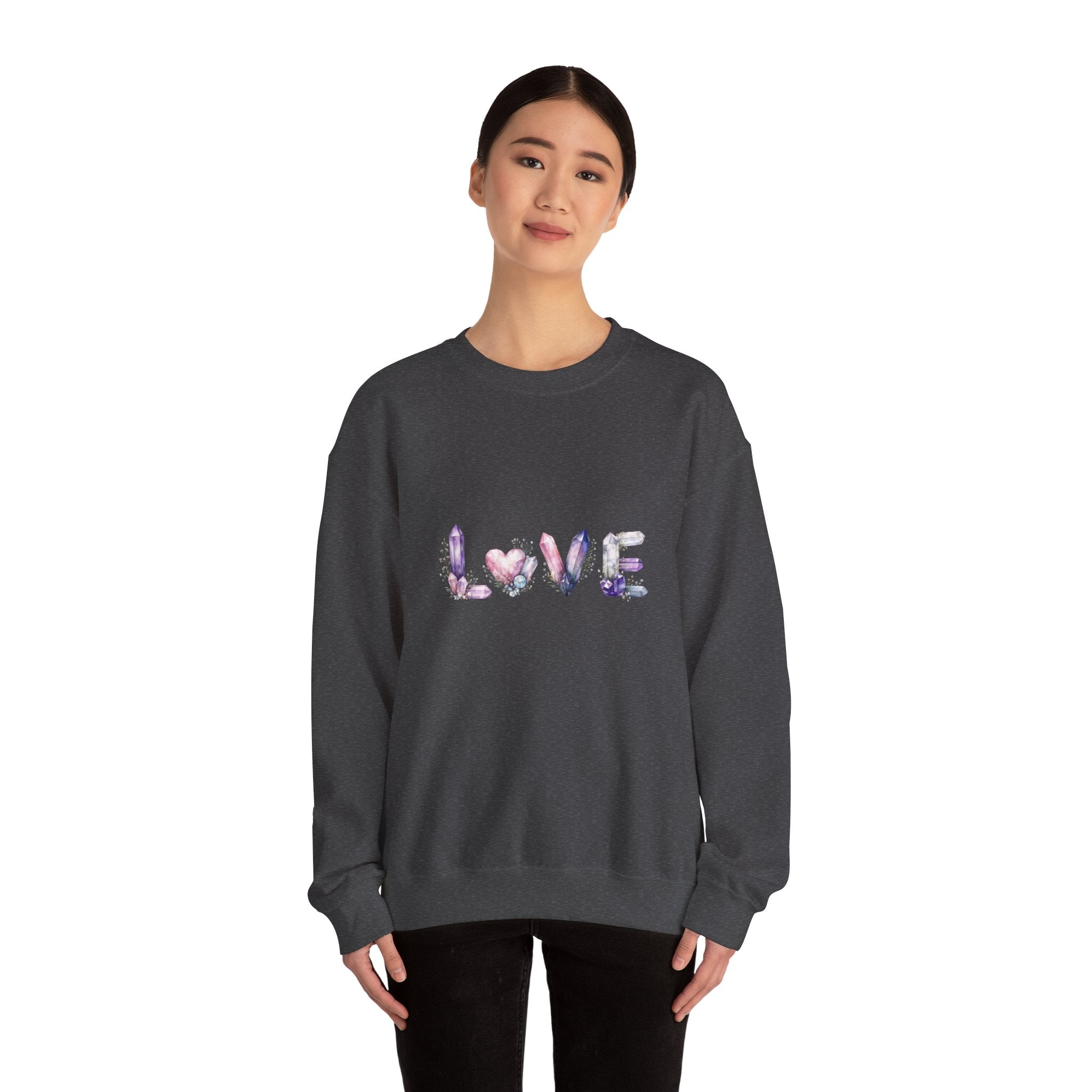 LOVE Crystal Letter Design | Sweatshirt | Wiccan Center