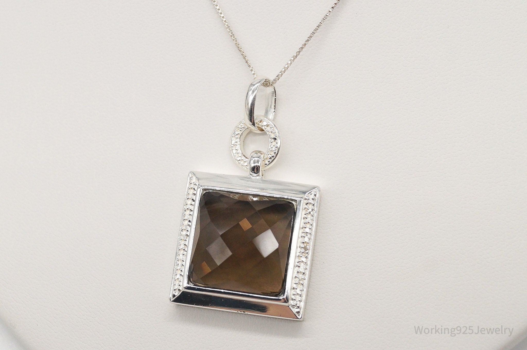 Designer Ross Simons Large Smoky Topaz Single Diamond Sterling Silver Necklace | Jewelry > Necklaces > Pendants | Wiccan Center