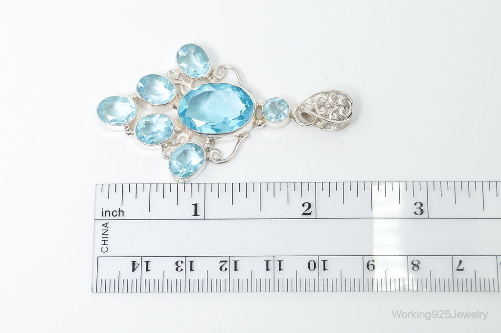 Large Vintage Blue Topaz Sterling Silver Necklace Pendant | Jewelry > Necklaces > Pendants | Wiccan Center