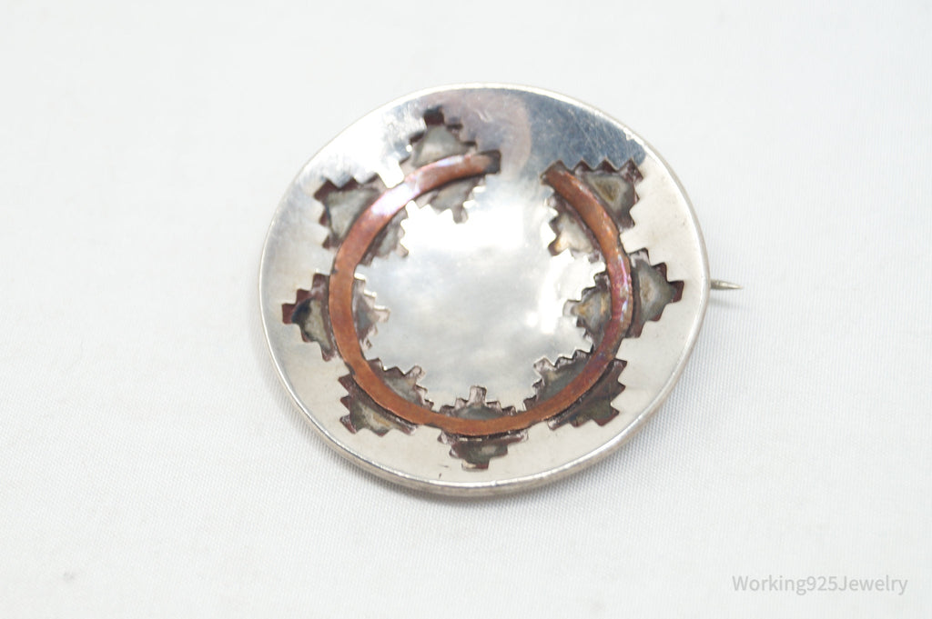 Vintage Native American Azqay Brass Sterling Silver Brooch Pendant | Jewelry > Necklaces > Pendants | Wiccan Center