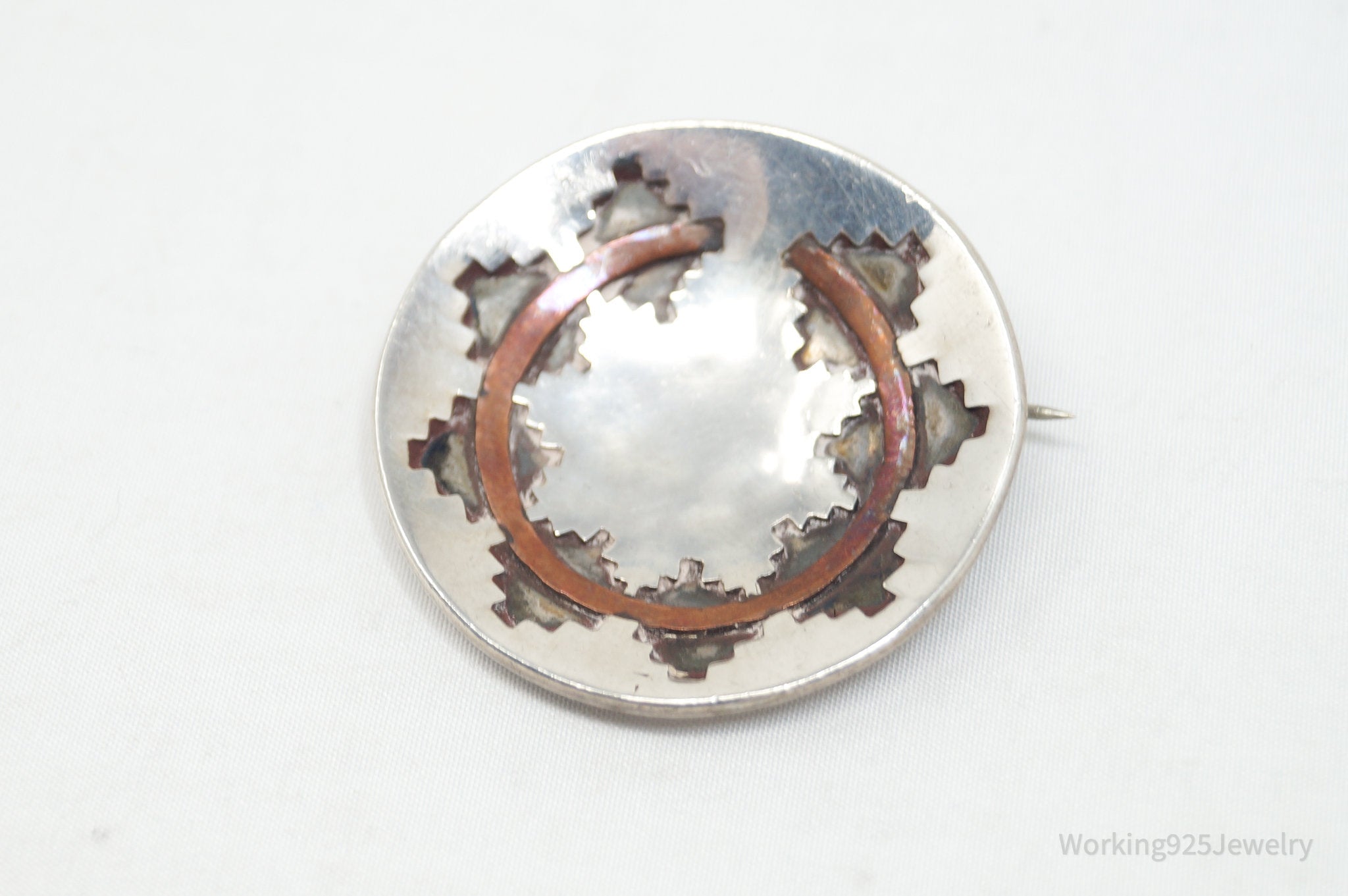 Vintage Native American Azqay Brass Sterling Silver Brooch Pendant | Jewelry > Necklaces > Pendants | Wiccan Center