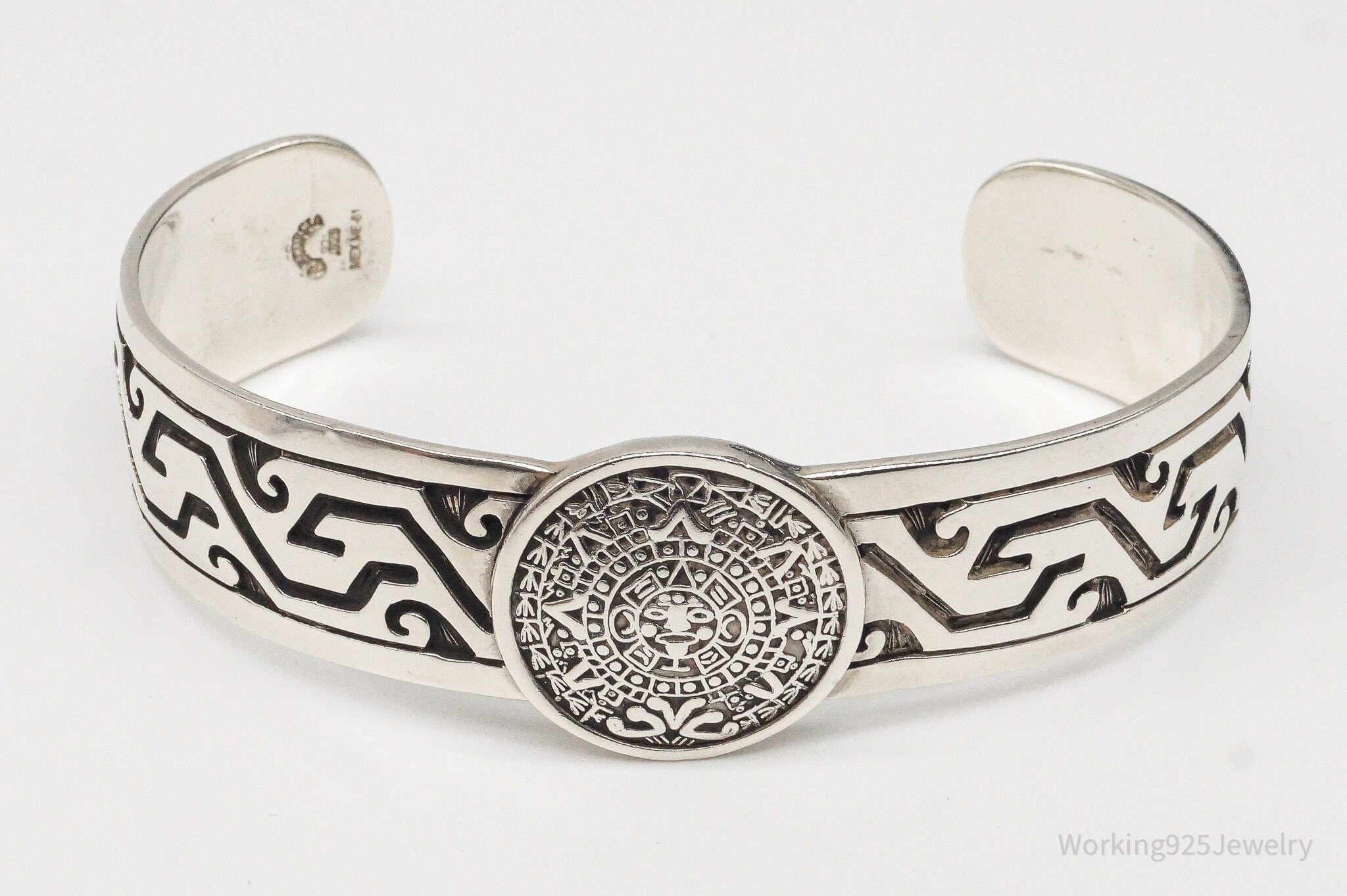 Vintage Escorcia Mexico Mayan Calendar Sterling Silver Cuff Bracelet | Jewelry > Bracelets | Wiccan Center