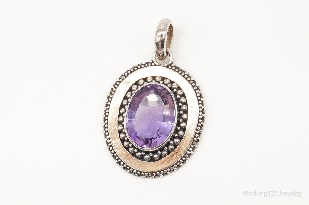 Large Vintage Amethyst Two Tone Sterling Silver Pendant | Jewelry > Necklaces > Pendants | Wiccan Center