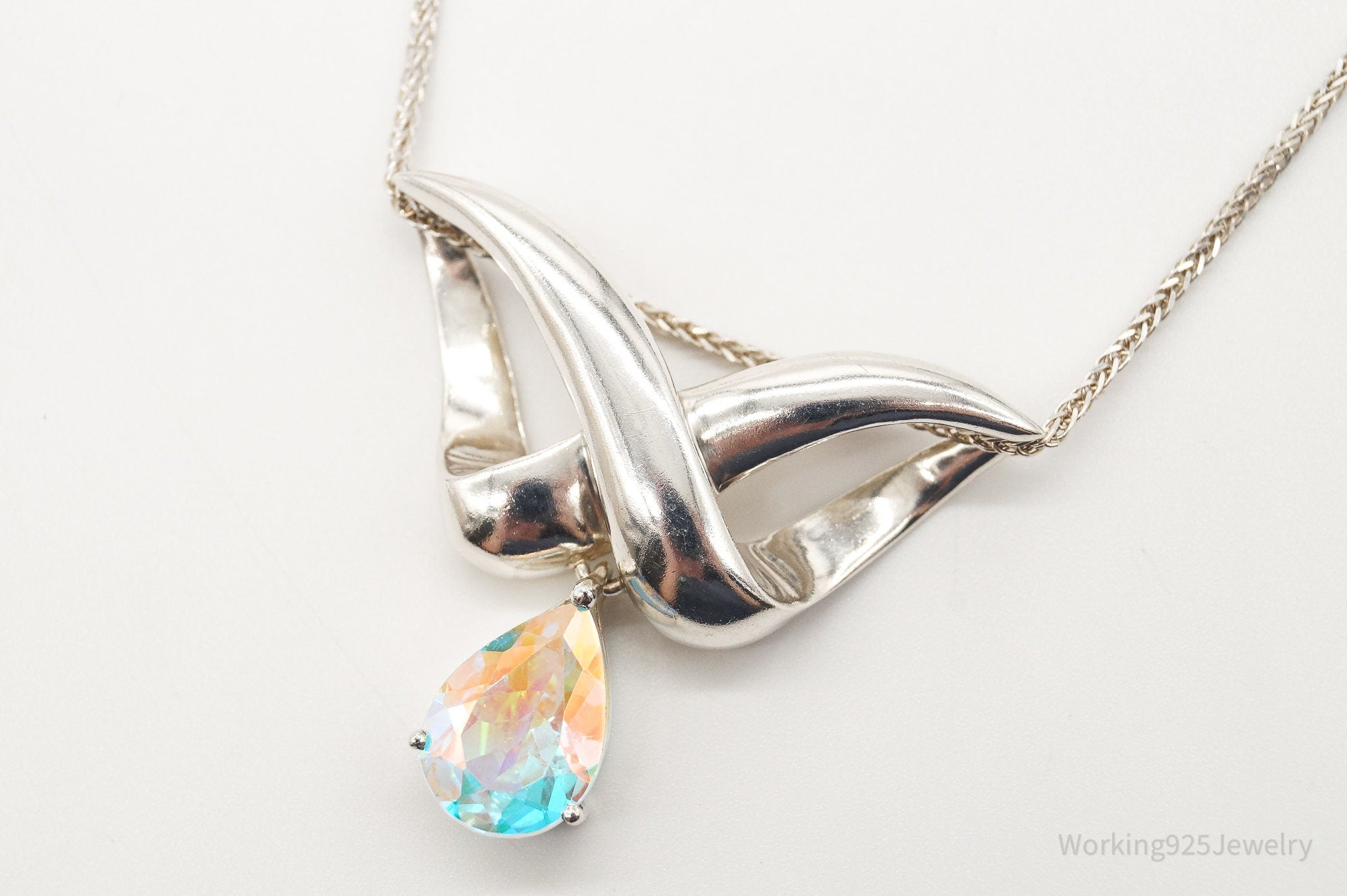 Vintage Designer Badavici Mystic Topaz Sterling Silver Adjustable Necklace | Jewelry > Necklaces > Pendants | Wiccan Center