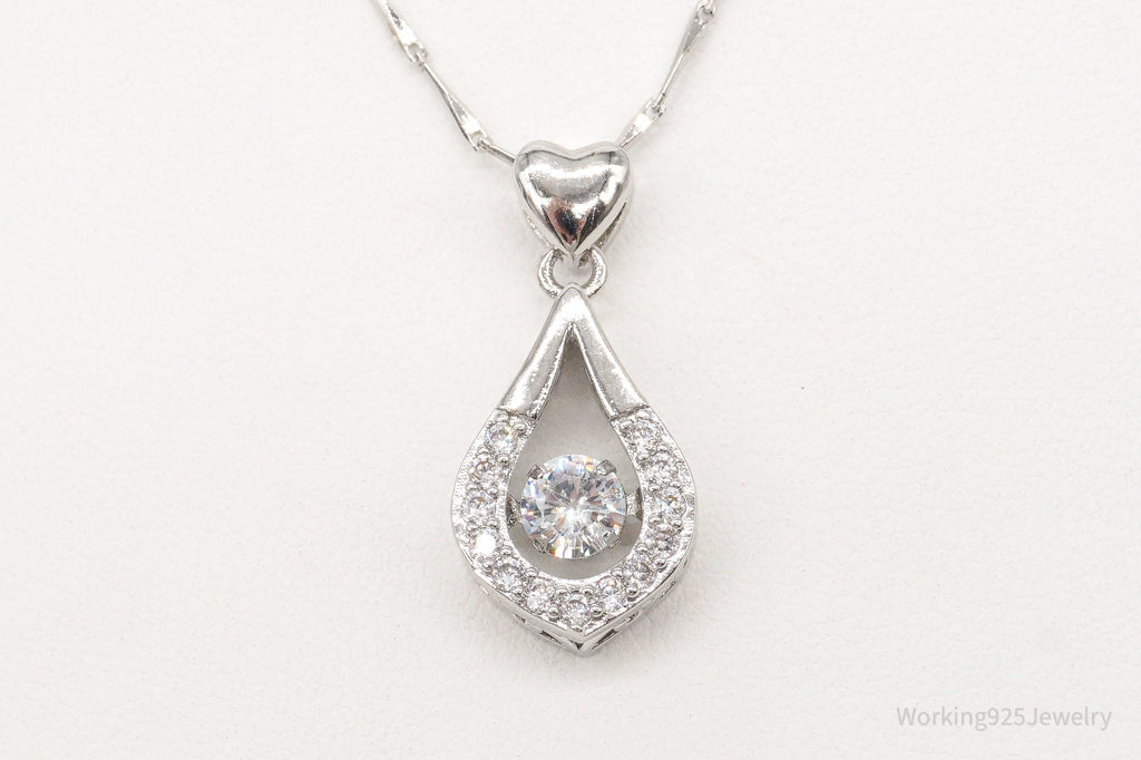 Vintage Cubic Zirconia Art Deco Sterling Silver Necklace | Jewelry > Necklaces > Pendants | Wiccan Center