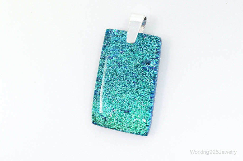 Large Vintage Dichroic Glass Sterling Silver Necklace Pendant | Jewelry > Necklaces > Pendants | Wiccan Center