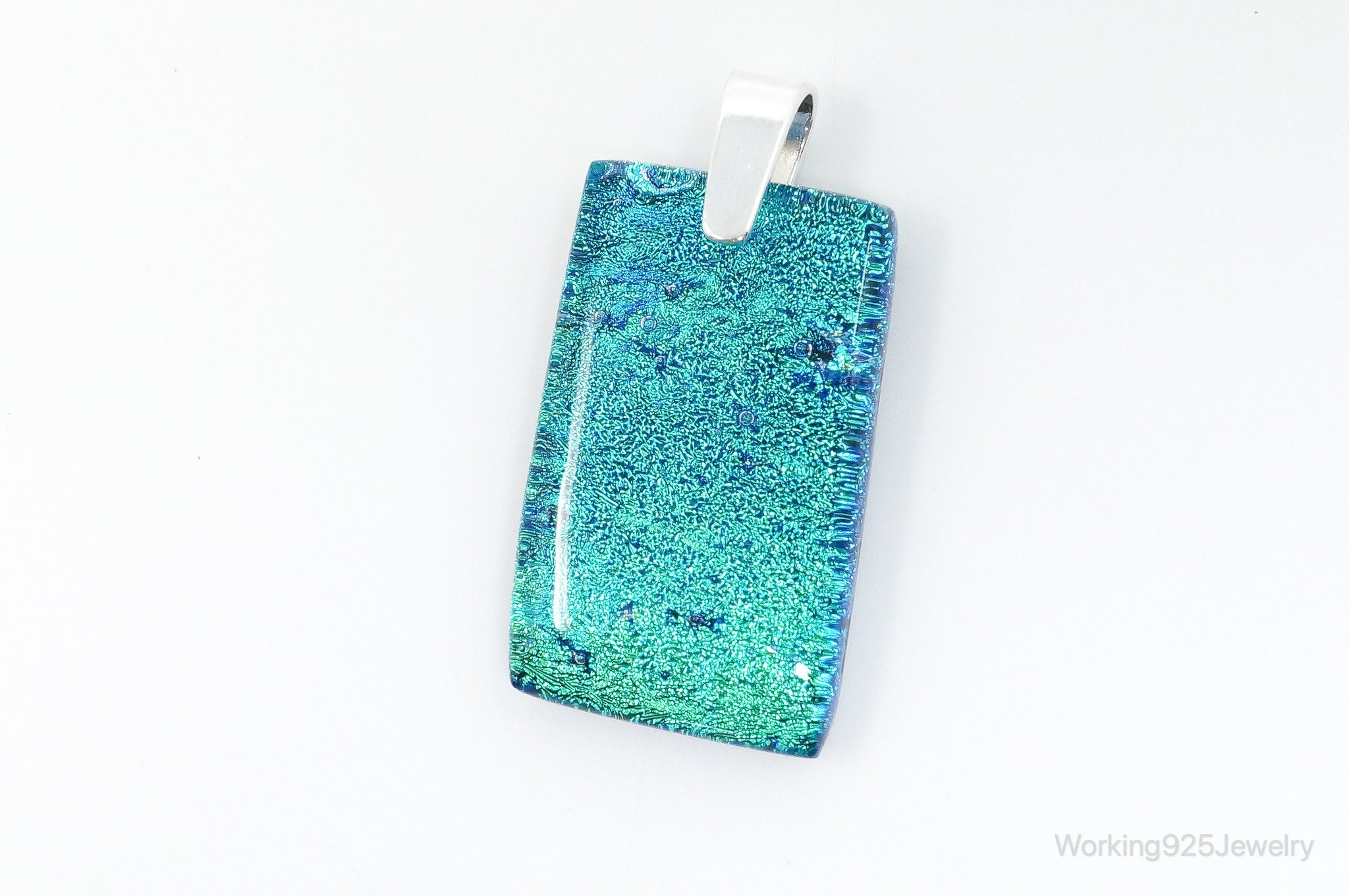 Large Vintage Dichroic Glass Sterling Silver Necklace Pendant | Jewelry > Necklaces > Pendants | Wiccan Center