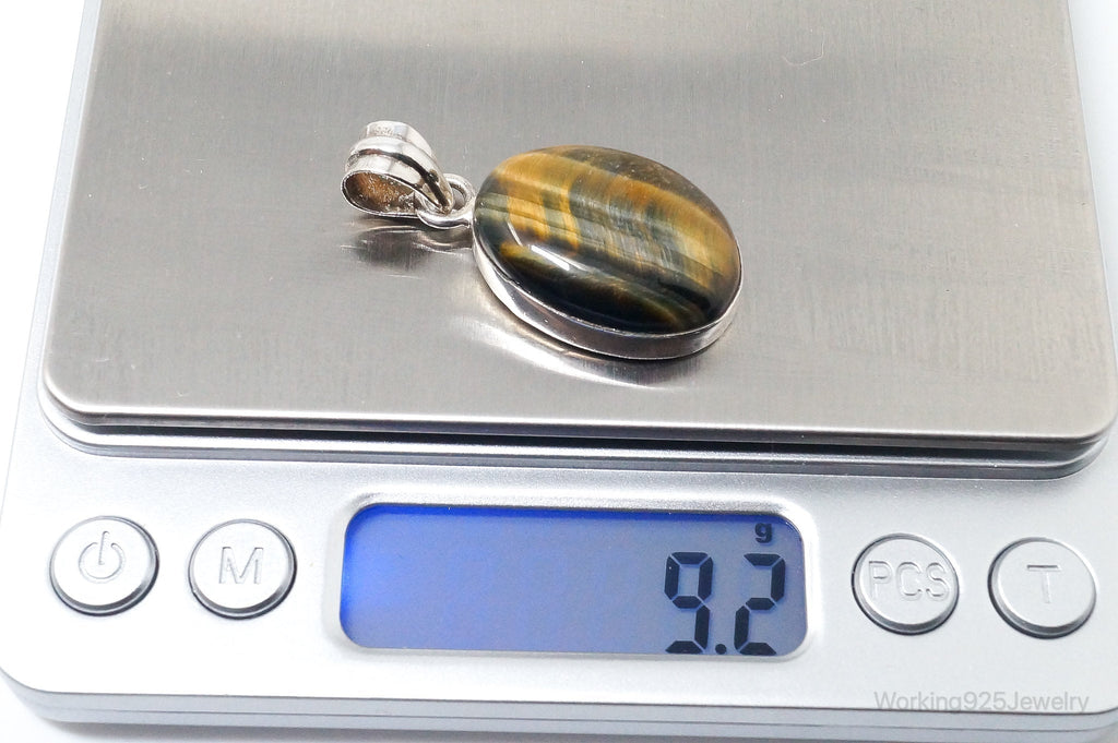 Vintage Large Tigers Eye Southwestern Style Sterling Silver Pendant | Jewelry > Necklaces > Pendants | Wiccan Center