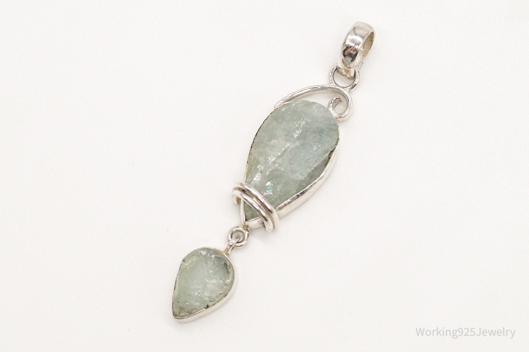 Vintage Designer SJ Large Green Calcite Sterling Silver Pendant | Jewelry > Necklaces > Pendants | Wiccan Center