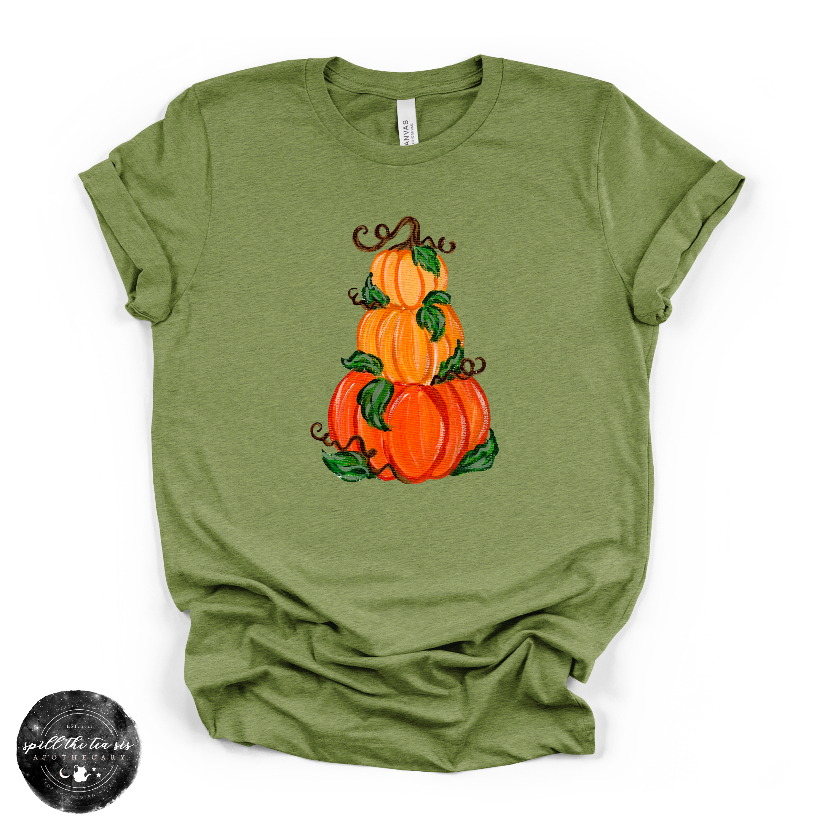 Pumpkin Trio Stack Tee | Vintage Autumn Pumpkin Graphic T-Shirt