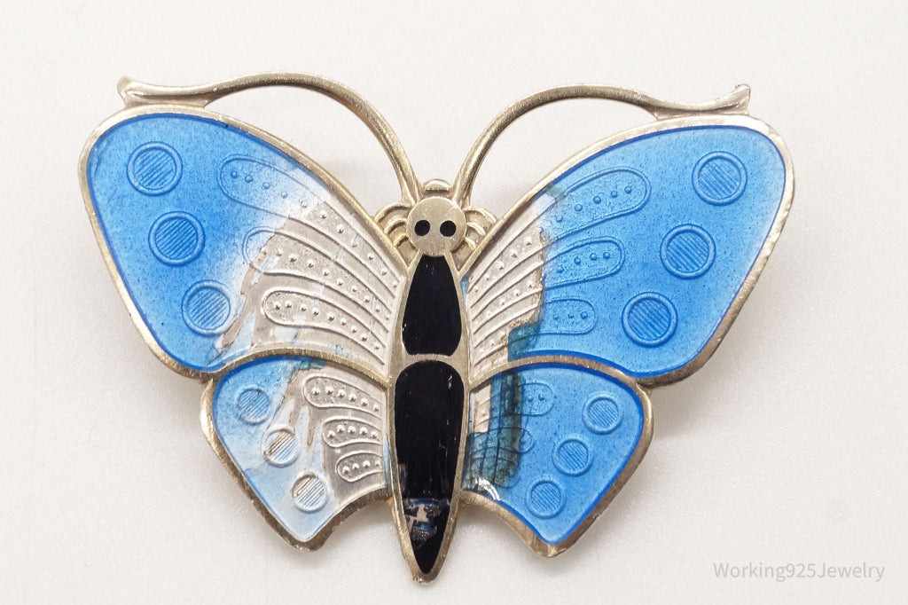 Vintage Norway Norse Butterfly Enamel Gold Wash Sterling Silver Pin Brooch | Jewelry > Brooches, Pins & Clips | Wiccan Center