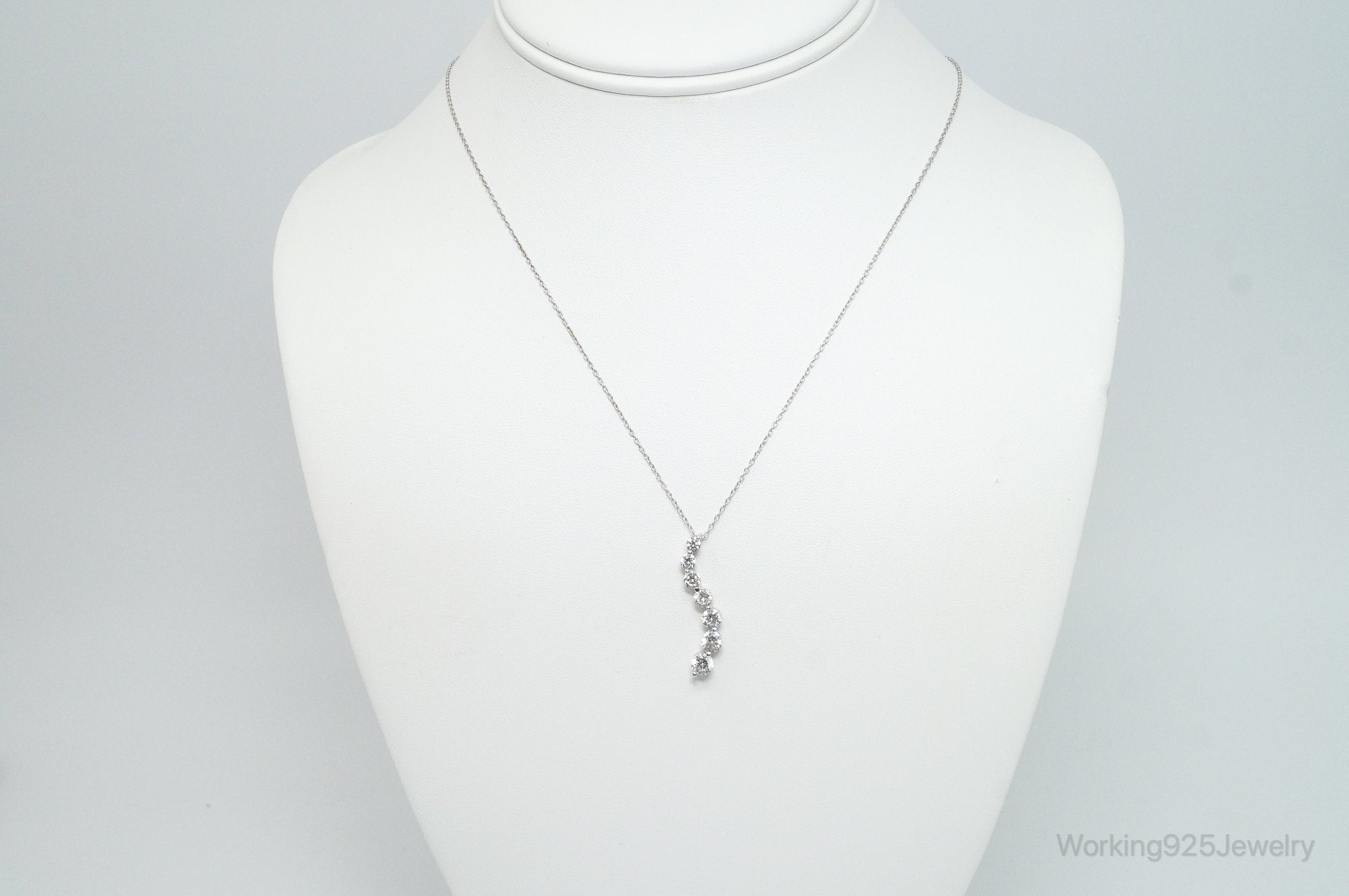 Vintage Cubic Zirconia Journey Necklace Sterling Silver - 18 Inch Chain | Jewelry > Necklaces > Pendants | Wiccan Center