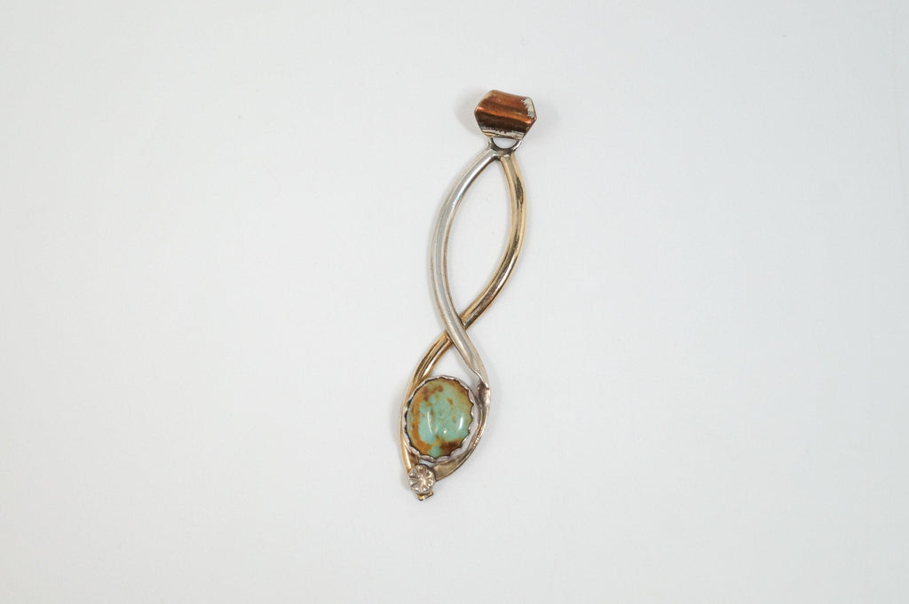 Vintage Native American 12K GF Green Turquoise Sterling Silver Pendant | Jewelry > Necklaces > Pendants | Wiccan Center