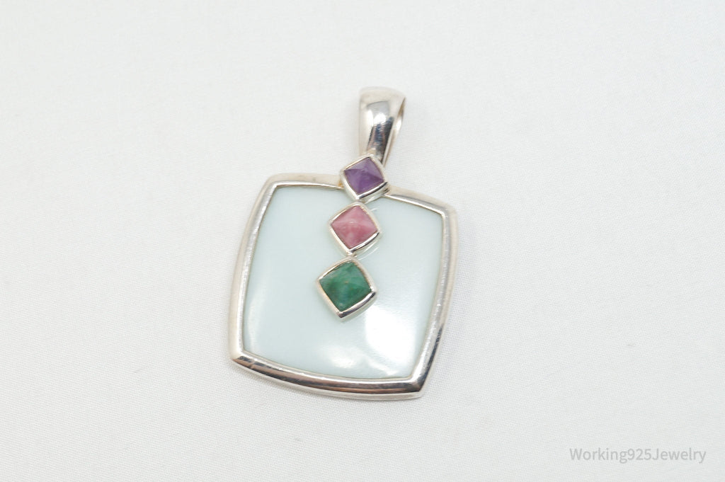 Designer Whitney Kelly Designs Multi Color Jade Sterling Silver Necklace Pendant | Jewelry > Necklaces > Pendants | Wiccan Center