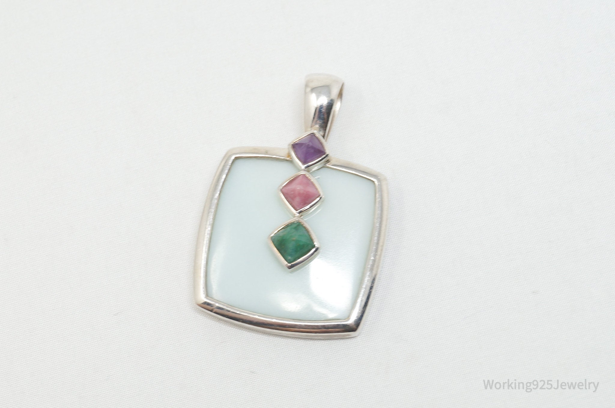 Designer Whitney Kelly Designs Multi Color Jade Sterling Silver Necklace Pendant | Jewelry > Necklaces > Pendants | Wiccan Center
