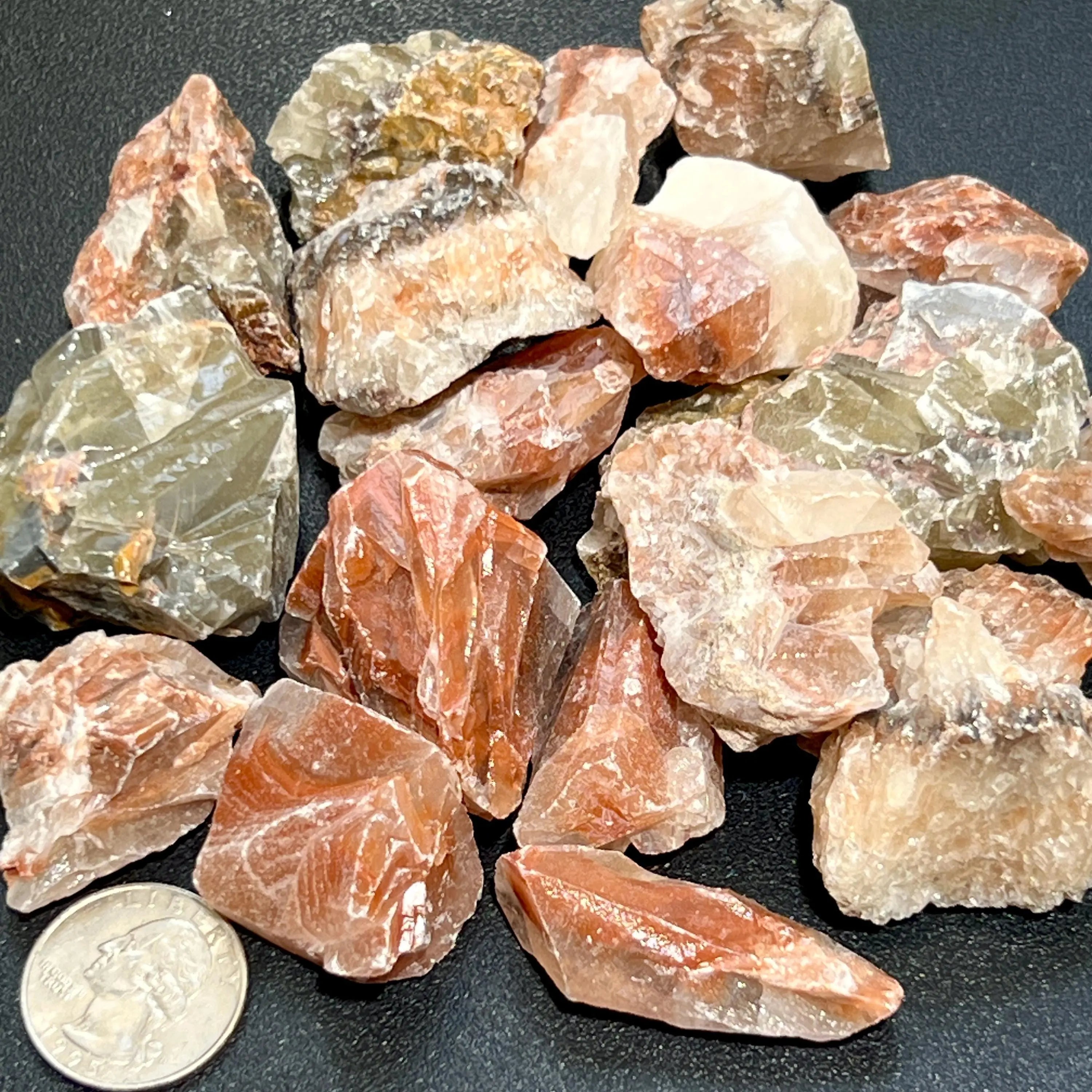 Mixed Color Red Green Calcite Crystal Rough Raw Stones (By The Piece or Pound) | Home & Living > Home Decor > Home Accents > Rocks & Geodes | Wiccan Center
