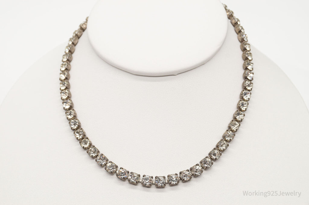 Antique Rhinestone Sterling Silver Necklace 14" | Jewelry > Necklaces > Pendants | Wiccan Center